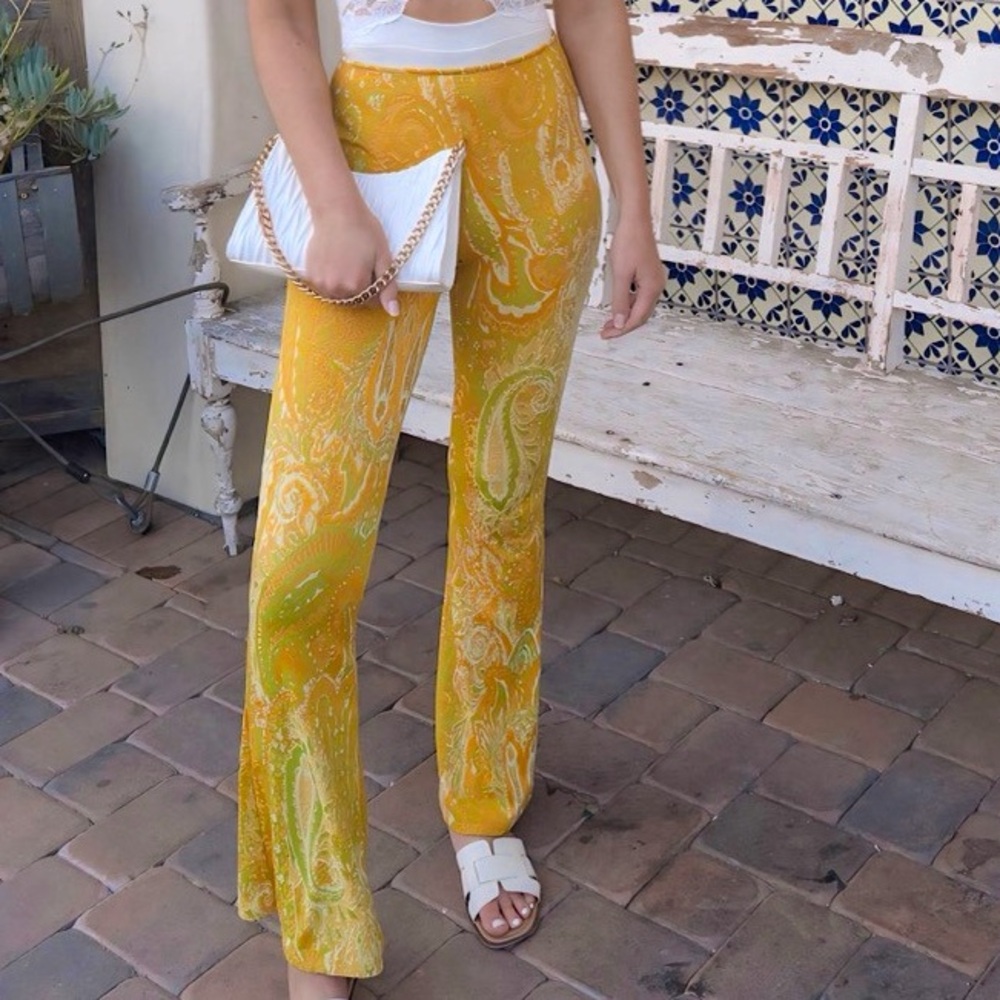 Zara Yellow Paisley Women's Trousers